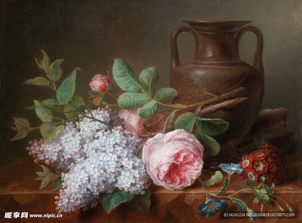 古典静物花卉油画作品