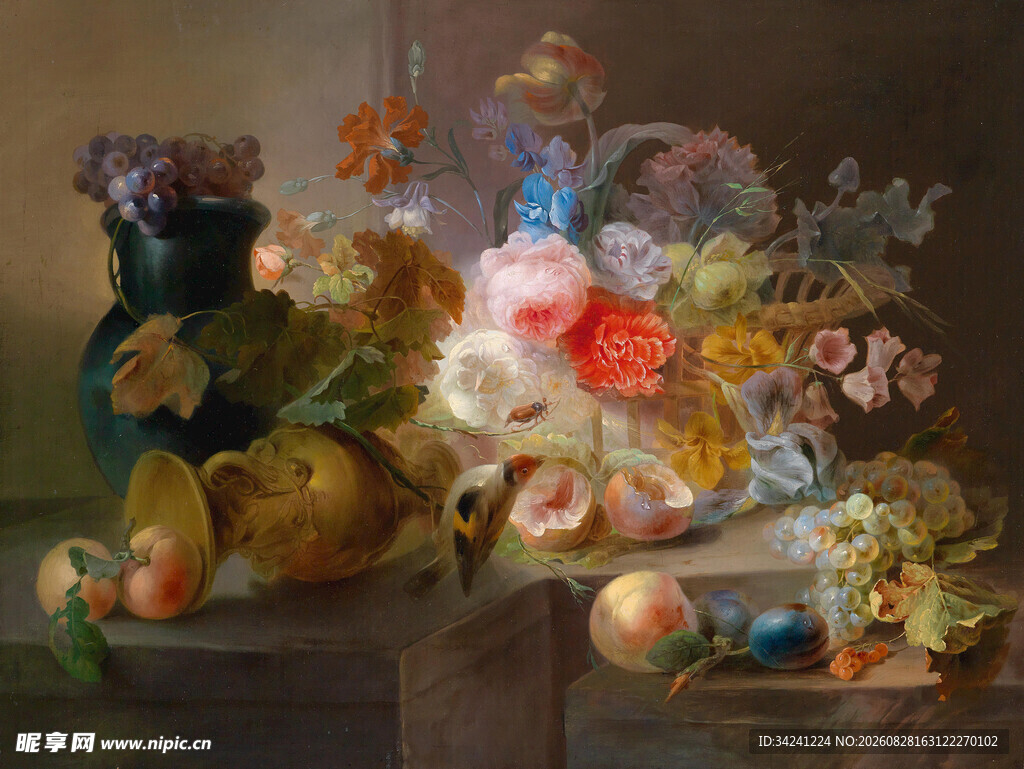古典静物花卉油画作品