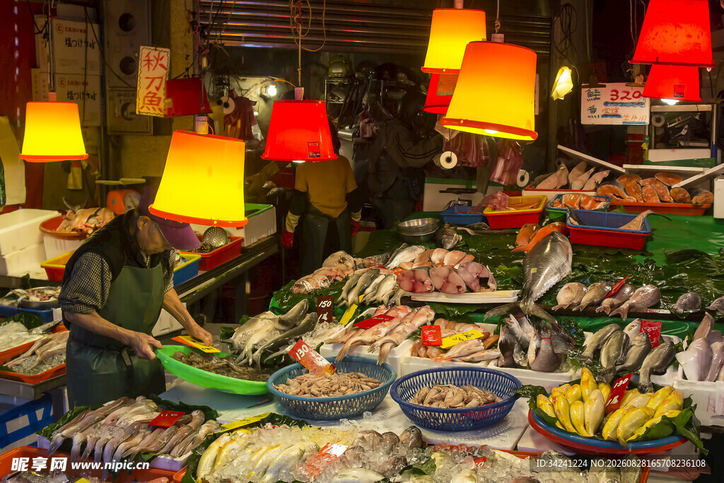 夜市缤纷海鲜摊