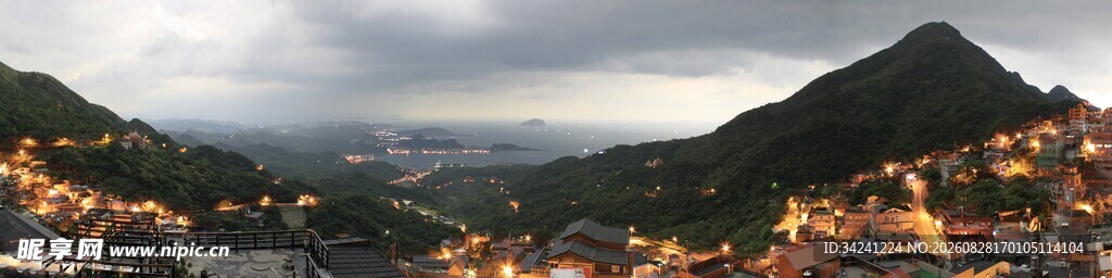 山城暮色夜景风光
