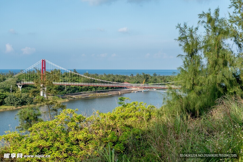 河畔风光中的桥梁美景
