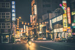 城市夜晚繁华街道景象
