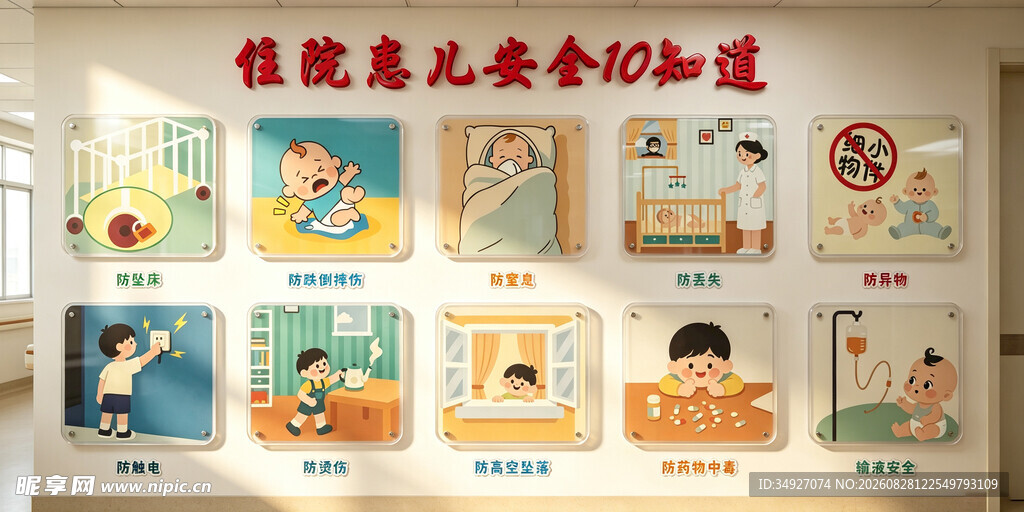 儿科文化墙 住院患儿安全十知道