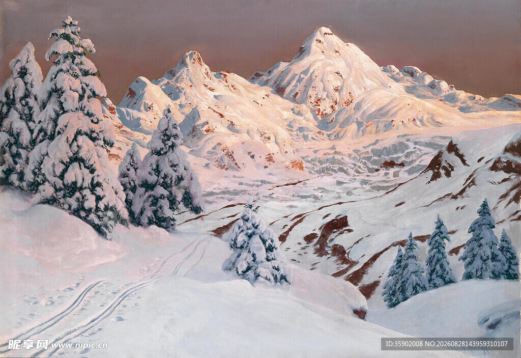 冬日雪山壮丽雪景