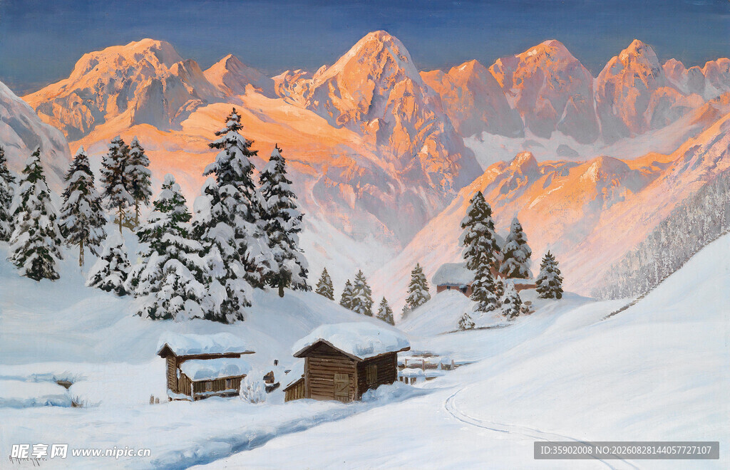 雪覆山林中的温馨小屋