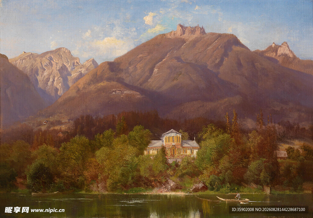 湖畔山间景致