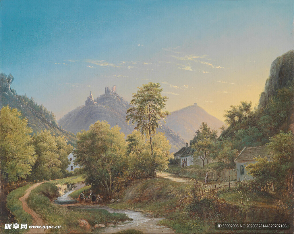 乡村田园风光油画美景