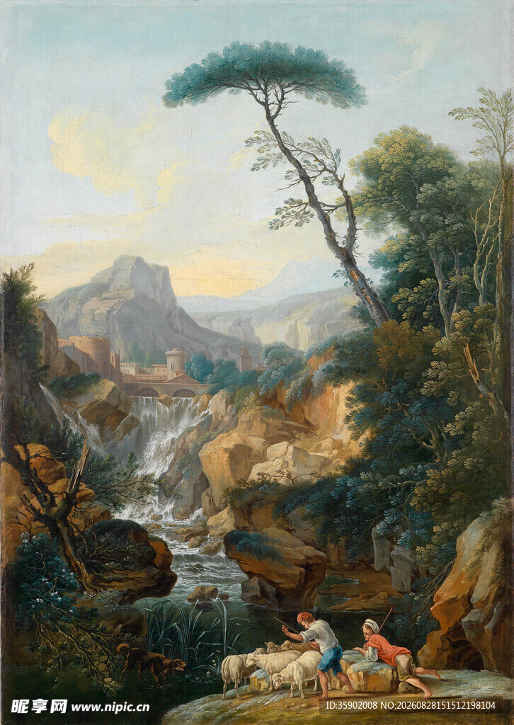 古典风景油画中的闲适场景