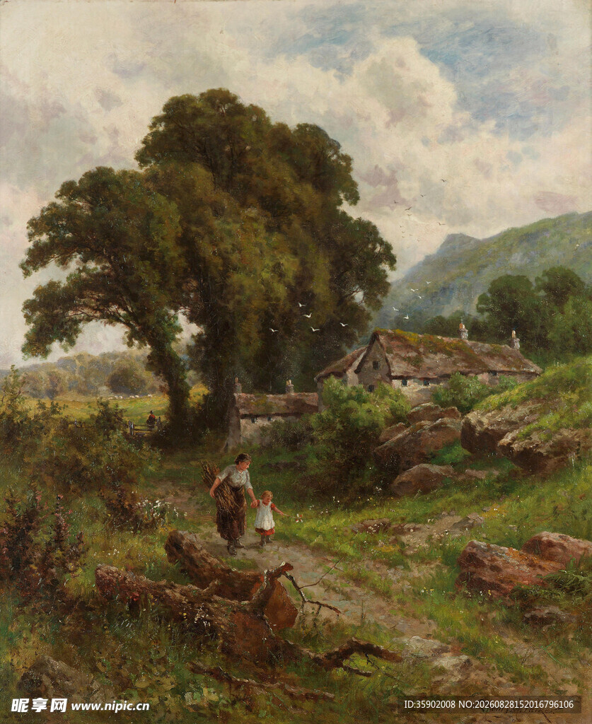 乡村田园风景油画