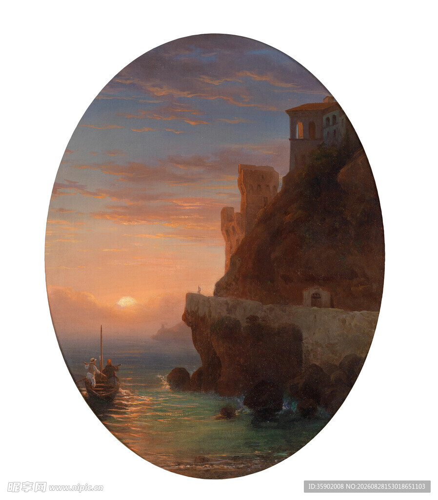 海边黄昏城堡美景