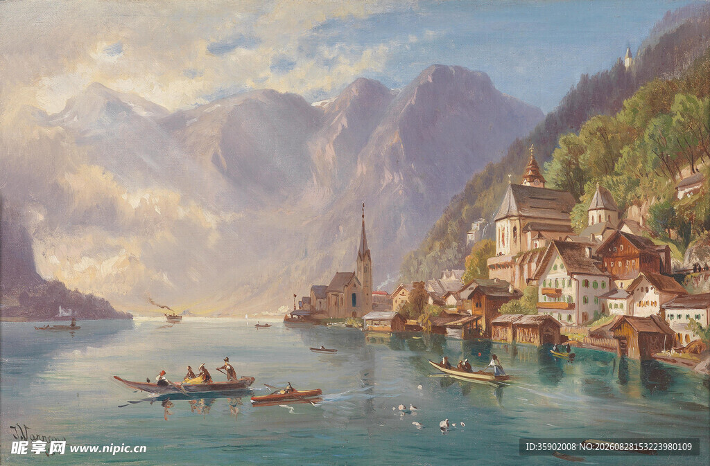 湖畔小镇美景