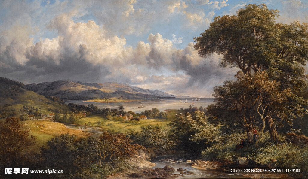 田园山水风景油画