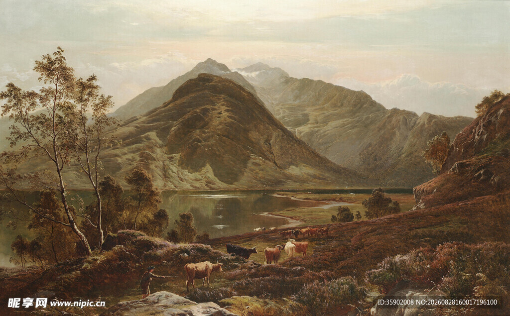 山间风景油画