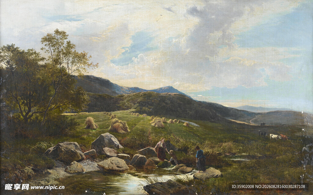 山间风景油画