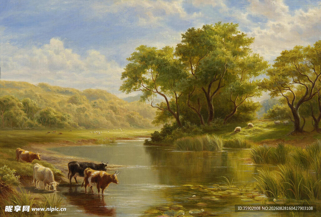 河畔牧景