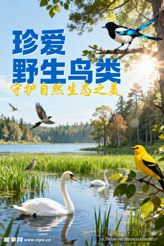 珍爱野生鸟类美丽景象