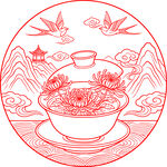 中式传统菊花茶盏飞鸟图案