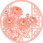圆形中式菊花镂空图案