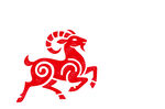 红色跃动羊形图案
