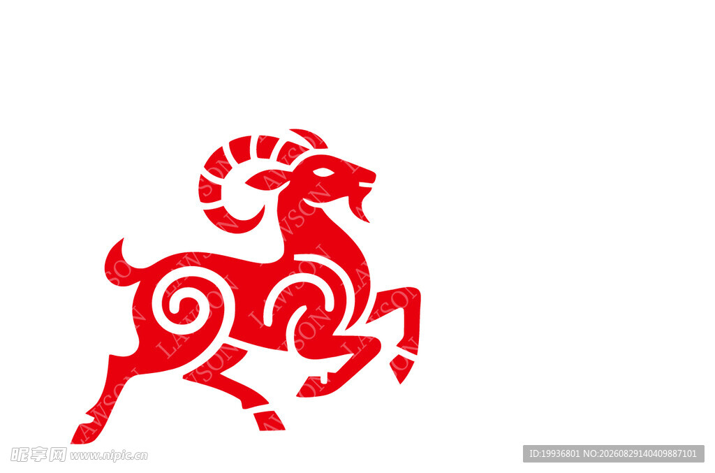 红色跃动羊形图案