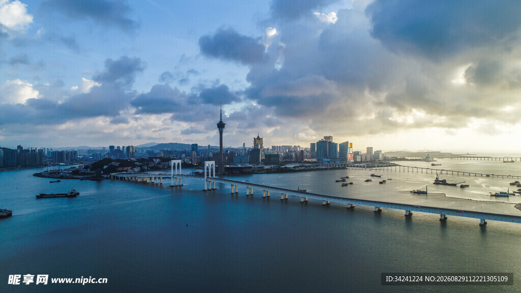 海滨城市美丽跨海大桥景观