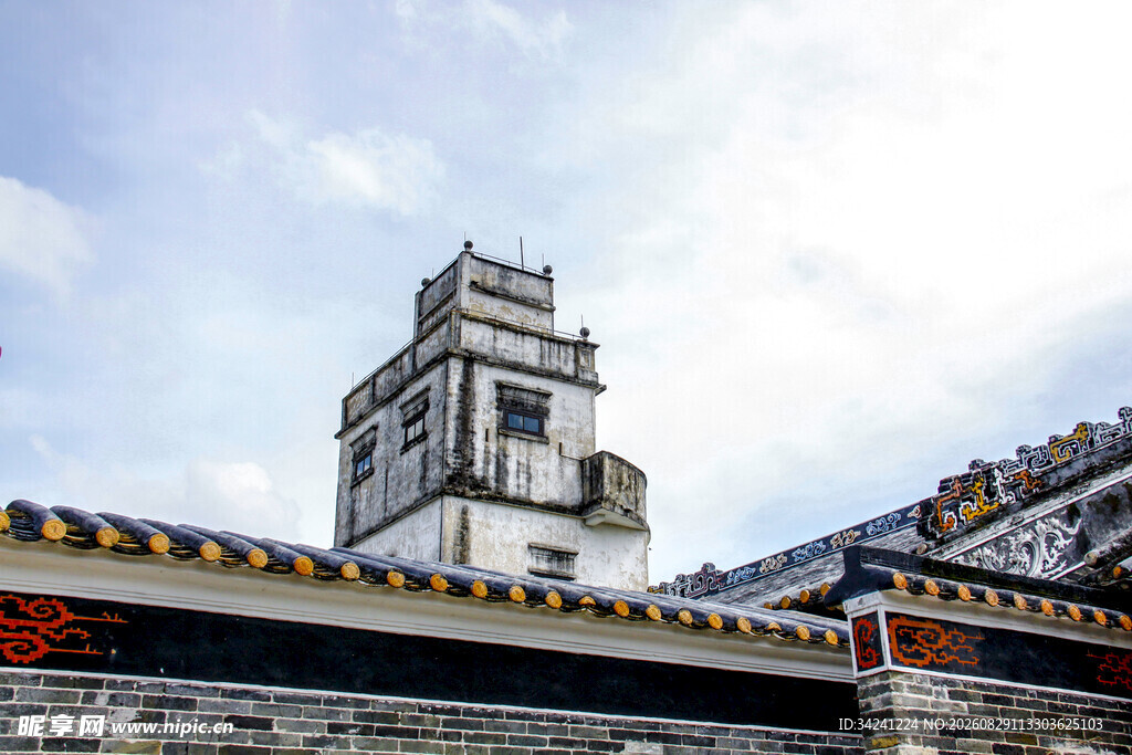 中式古建筑塔楼景观