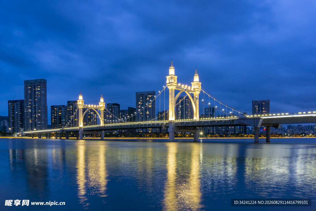 夜幕下的城市桥梁美景
