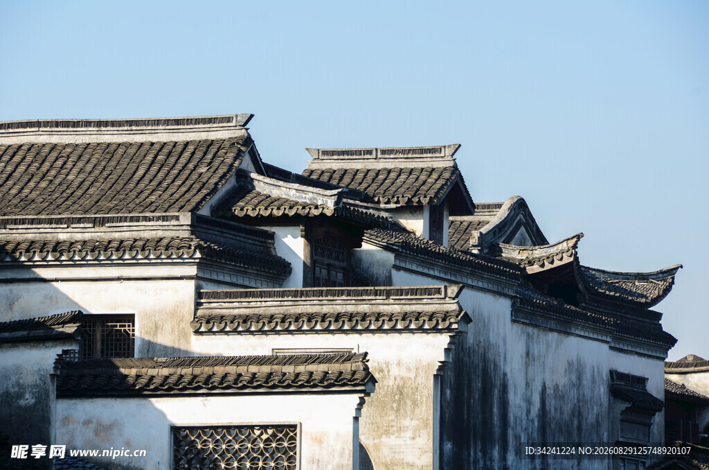 徽派古建筑屋顶景致