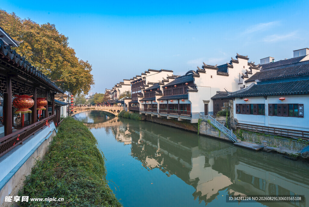 江南水乡古景静谧河道