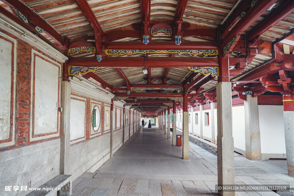 中式长廊建筑景观