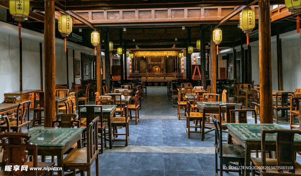 中式古雅餐厅室内景致