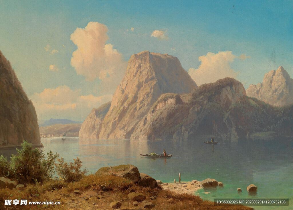 壮丽山水风景油画