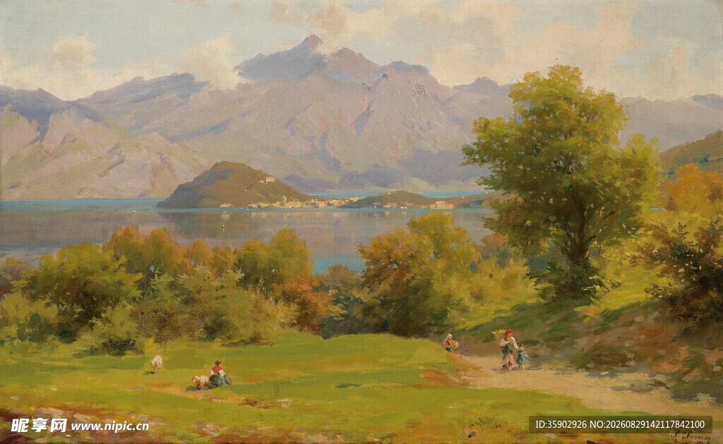 田园山水风景油画