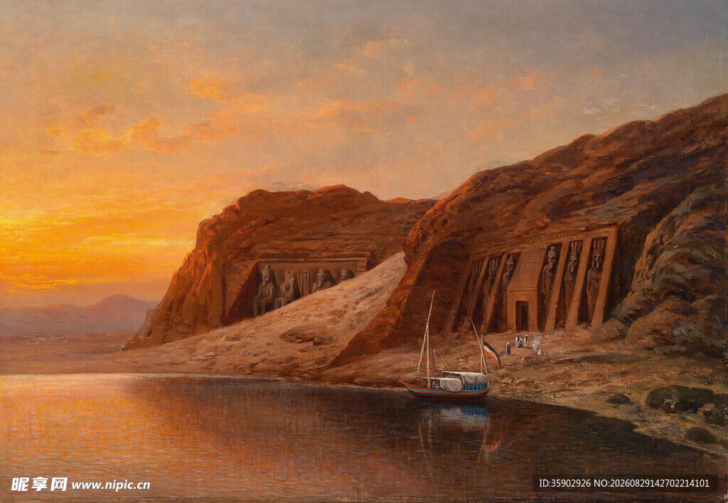 夕阳下的壮丽山水景观