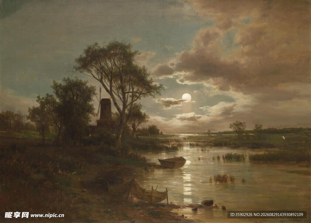 黄昏河畔风景