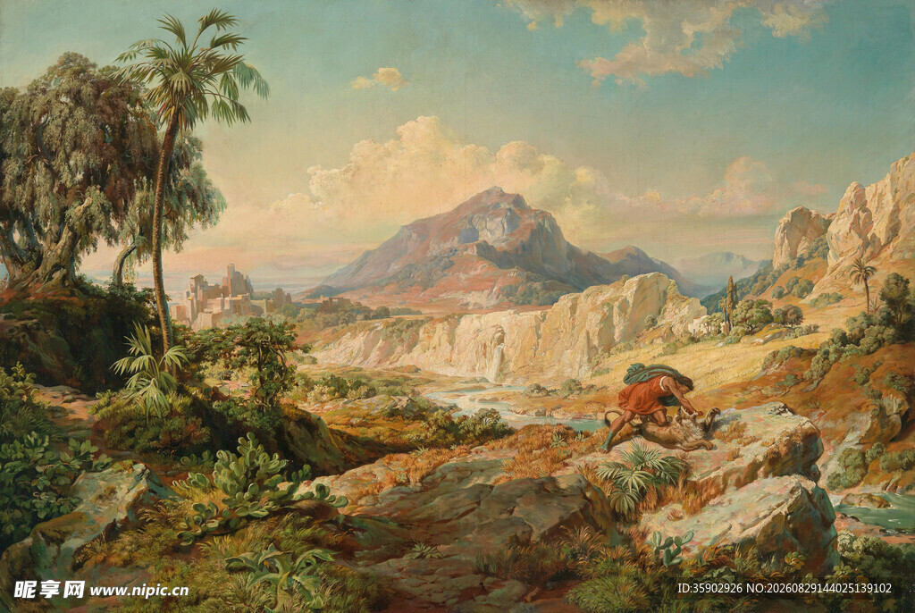壮丽山野风景油画
