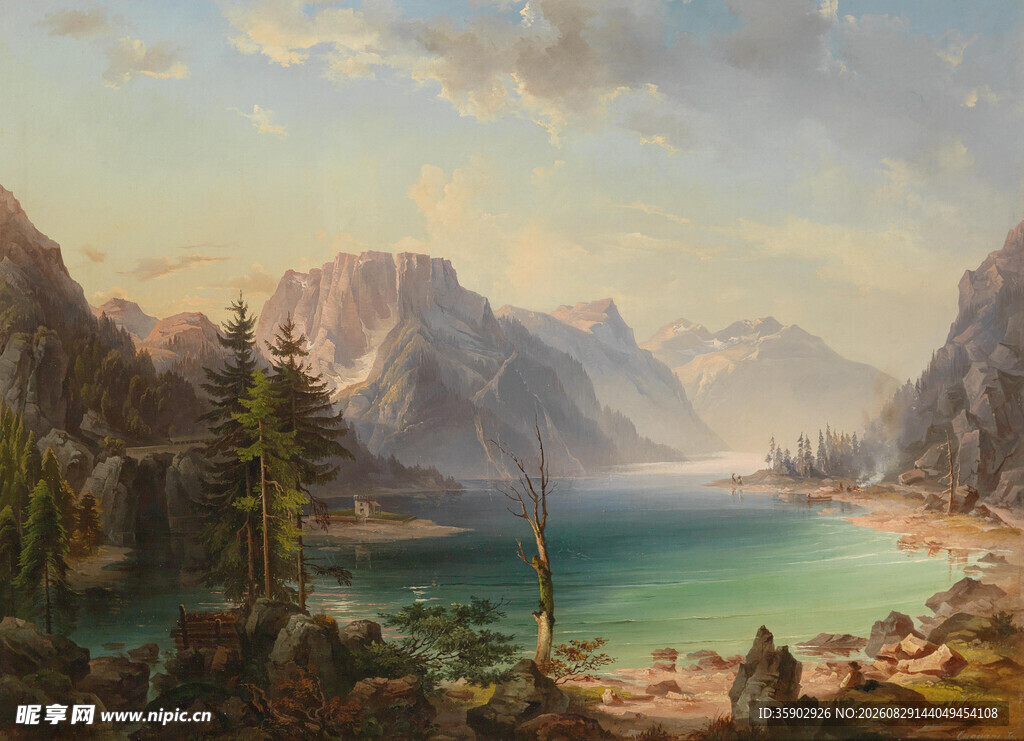 壮丽山水风景油画