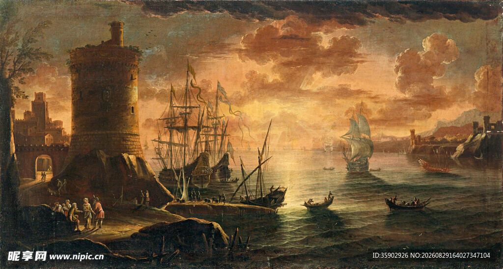 海港黄昏景象