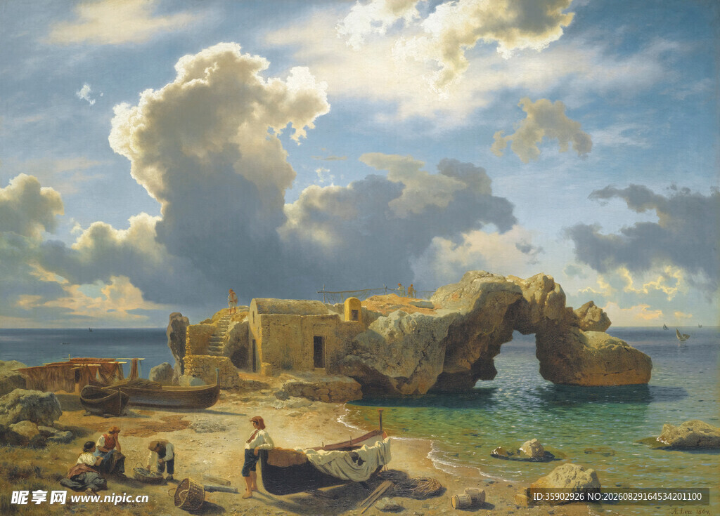 海边古老石建筑风景