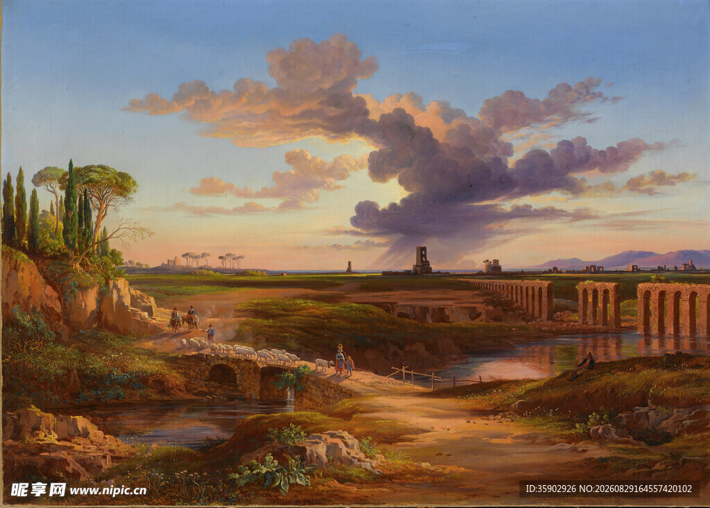 黄昏下的古老风景