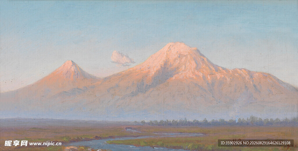 壮丽远山风景油画