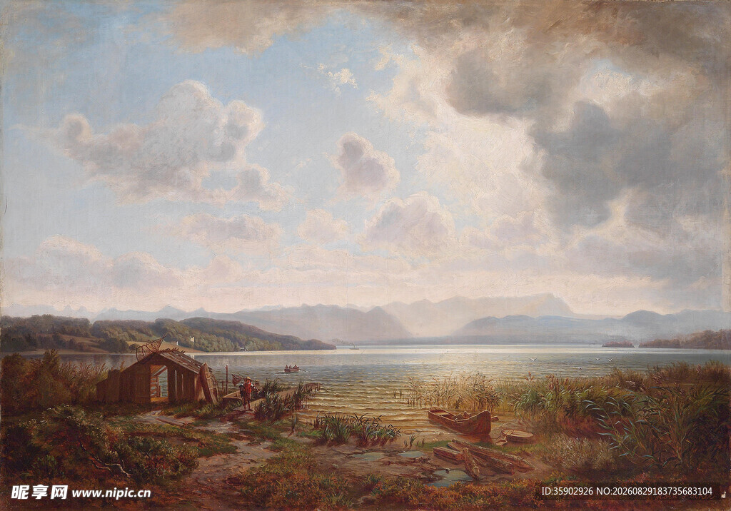 田园风光油画风景图