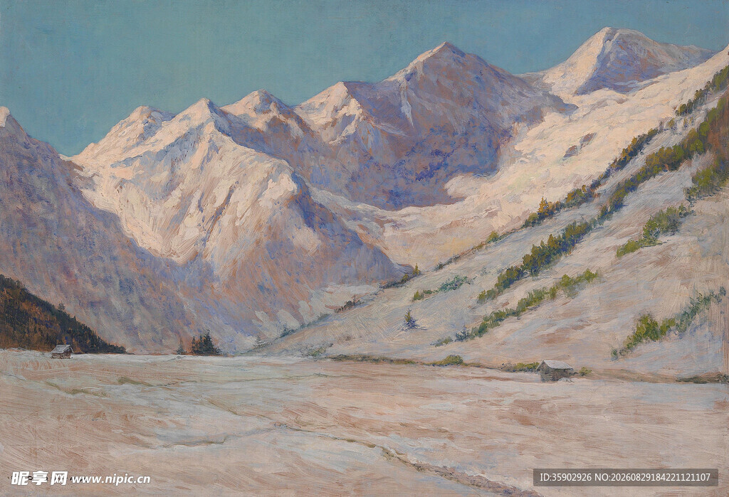 壮丽雪山风景油画