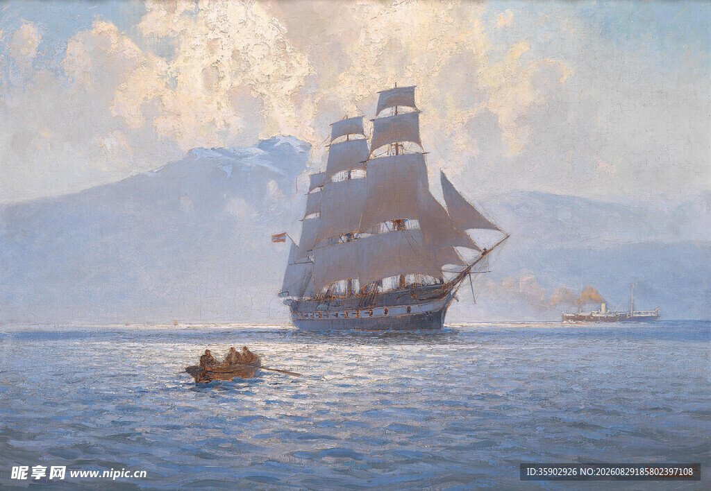 海上帆船与小船的壮丽景象