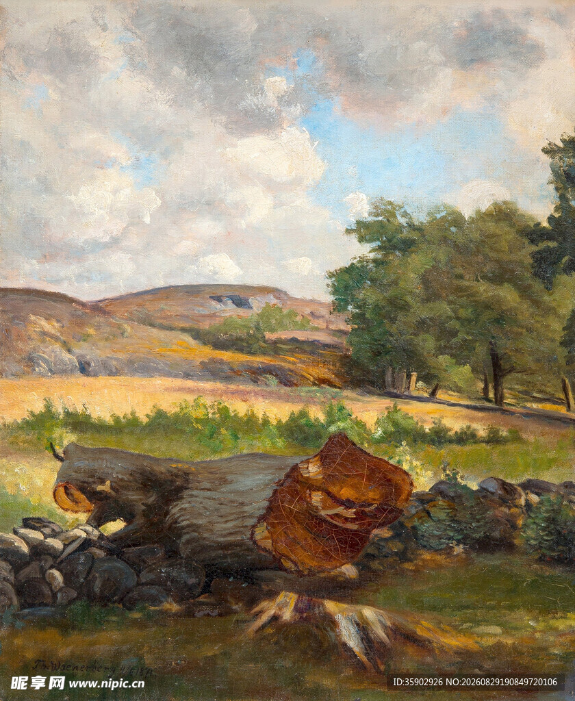 田园乡村风景油画作品