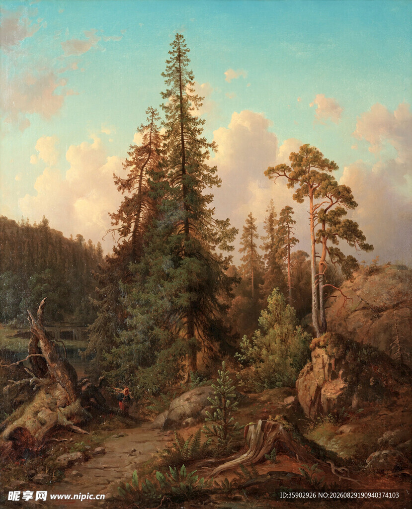 森林荒野风景油画