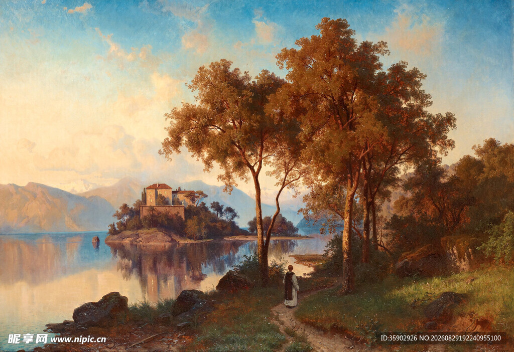 湖畔黄昏美景