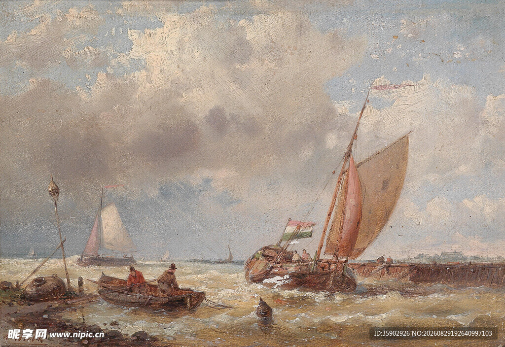 海上帆船航行场景