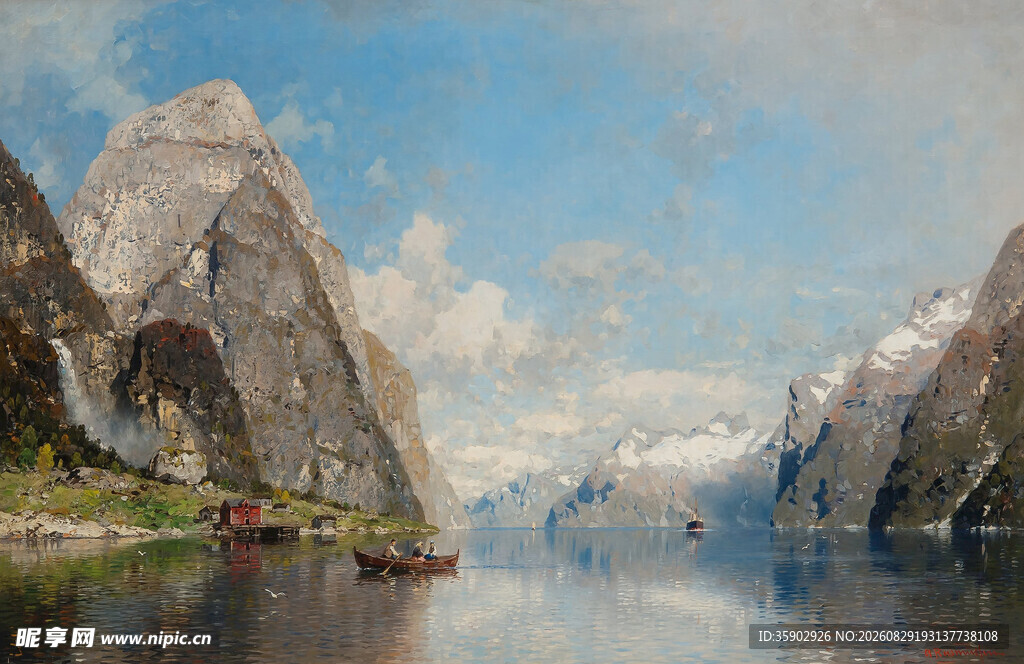 壮丽峡湾风光油画