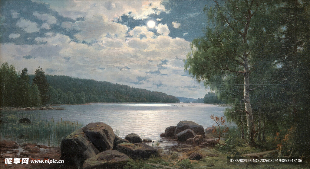湖畔自然风光美景